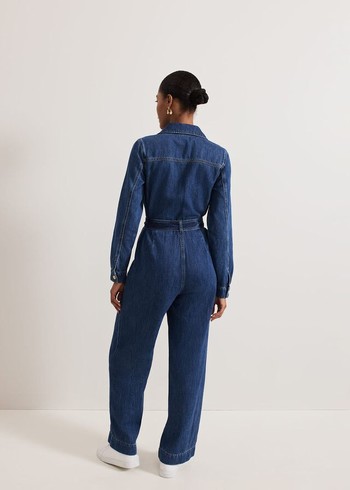 Phase Eight Avalon Denim Utility Jumpsuit Dark Wash Australia | PR9316502